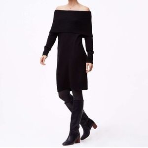 NWT Loft Black Sweater Dress off shoulder